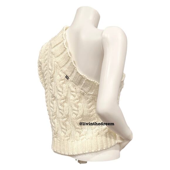 #T13  For Love & Lemons Quinn One Shoulder Sweater Ivory SZ L  $142 - Picture 11 of 15